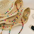 thumbnail image 2 of Tea Party Hat Easter Summer Sun Hats for Women Men Wide Brim Beach Hat Outdoor Straw Hat With Colorful Wooden Beads for Travel Gardening, 2 of 6