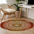 thumbnail image 5 of Orange Boho Round Area Rug 3 FT, Small Kitchen Bathroom Mat, Country Vintage Ethnic Abstract Geometric Washable Indoor Outdoor Throw Runner Carpet Doormat for Table Shower Sofa Entryway, 5 of 9