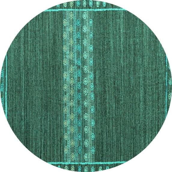 Ahgly Company Indoor Round Abstract Turquoise Blue Modern Area Rugs, 5' Round