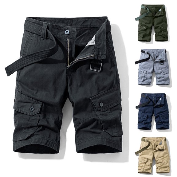 Mens Straight Leg Cargo Shorts Casual Lightweight with Multi Pockets Summer Outdoor Wear Work Shorts Big and Tall Size 30-38 Khaki