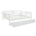 thumbnail image 4 of Full Size Daybed with Two Drawers, Solid Wood Daybed Frame with Small Tables on the Left and Right Sides, Wood Slat Support, No Box Spring Needed, White, 4 of 7