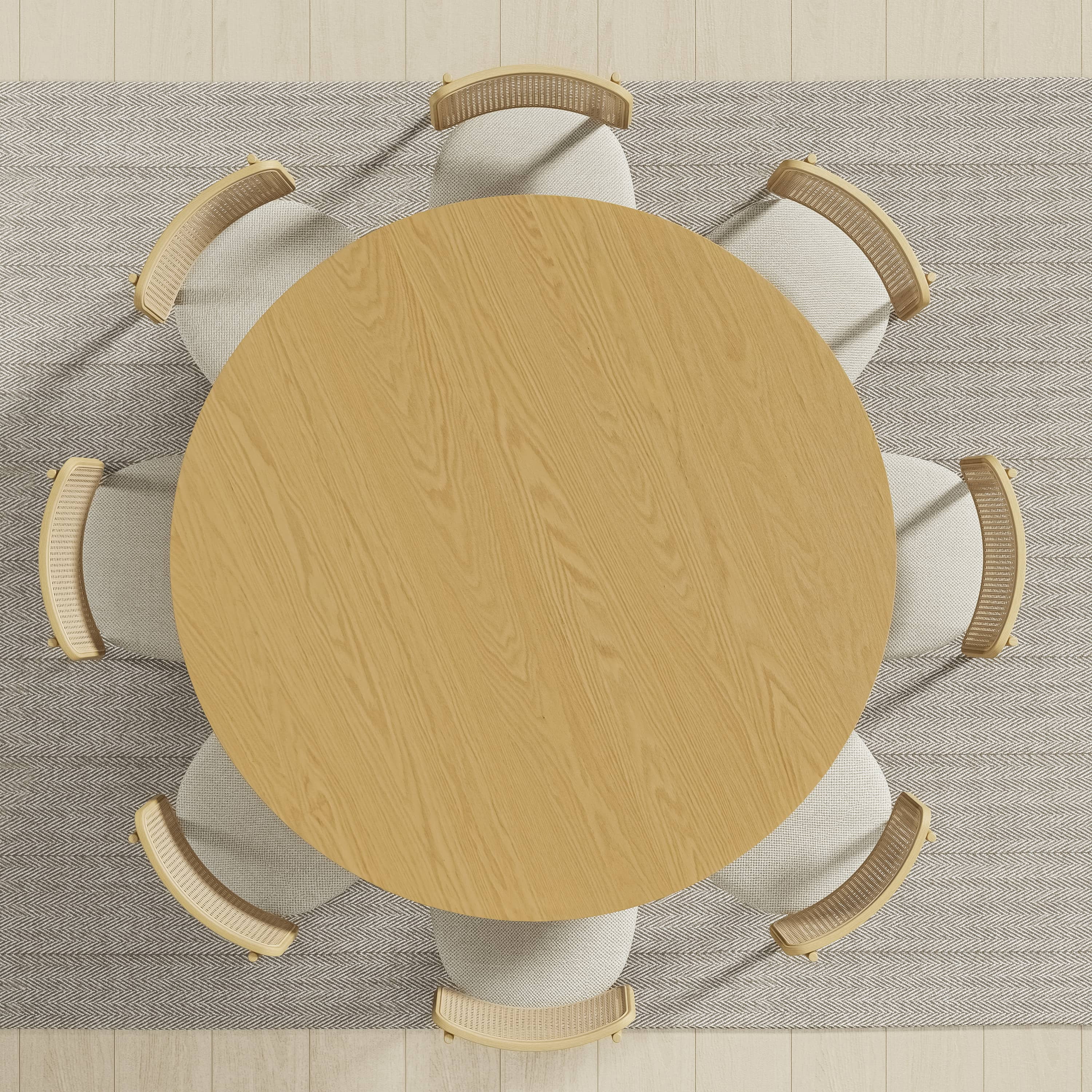 MAYEERTY 60" Round Dining Tables, Mid-Century Dining Table for Dining Room Kitchen, Natural Wood