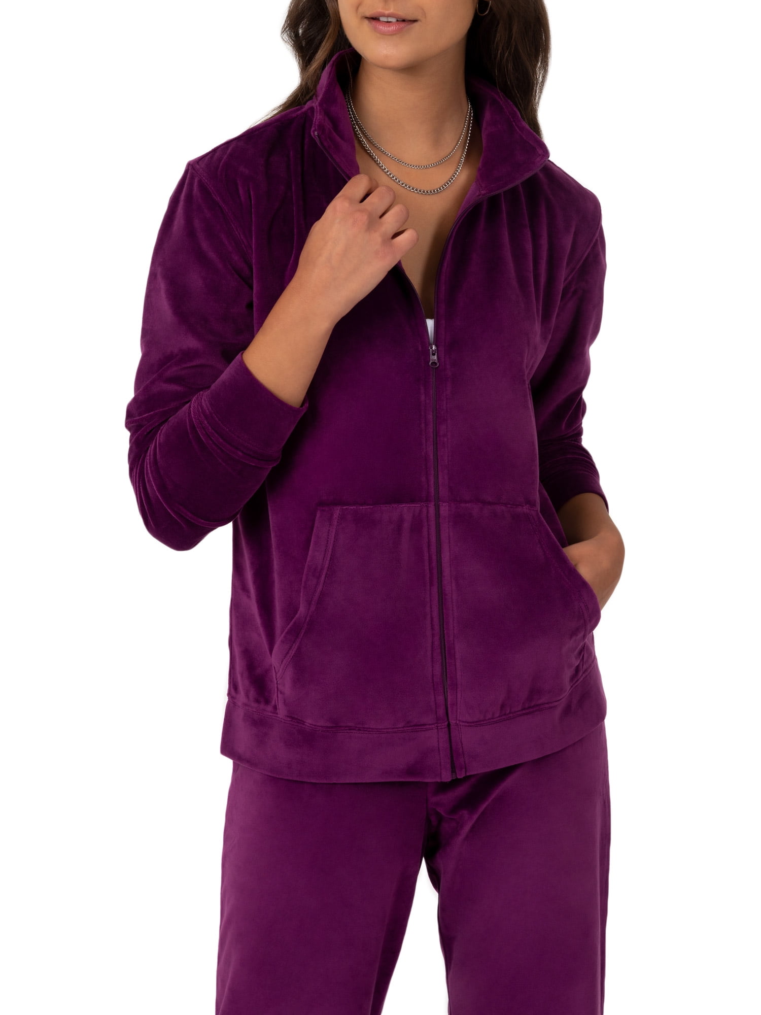 Athletic Works Women's Soft Velour Jacket and Pant Tracksuit, Size S-XXL