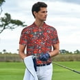 thumbnail image 5 of Balery Fire Sign Printed Men’s Short Sleeve Polo Shirt, Midweight Men's Shirt,Golf Polo shirts -Large, 5 of 8