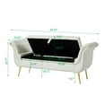 thumbnail image 3 of Flip Top Storage Ottoman Bench, Rolled Arm End of Bed Bench with 2 Pillows and Metal Feet, Entryway Sofa Bench with Tufted Buttons and Nailhead Trim for Bedroom Living Room, White, 3 of 7