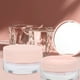 thumbnail image 4 of EeaseMX Estuche de maquillaje portátil vacío para polvos sueltos, con espejo, de plástico elástico y malla pequeña, con borla rosa., 4 of 7