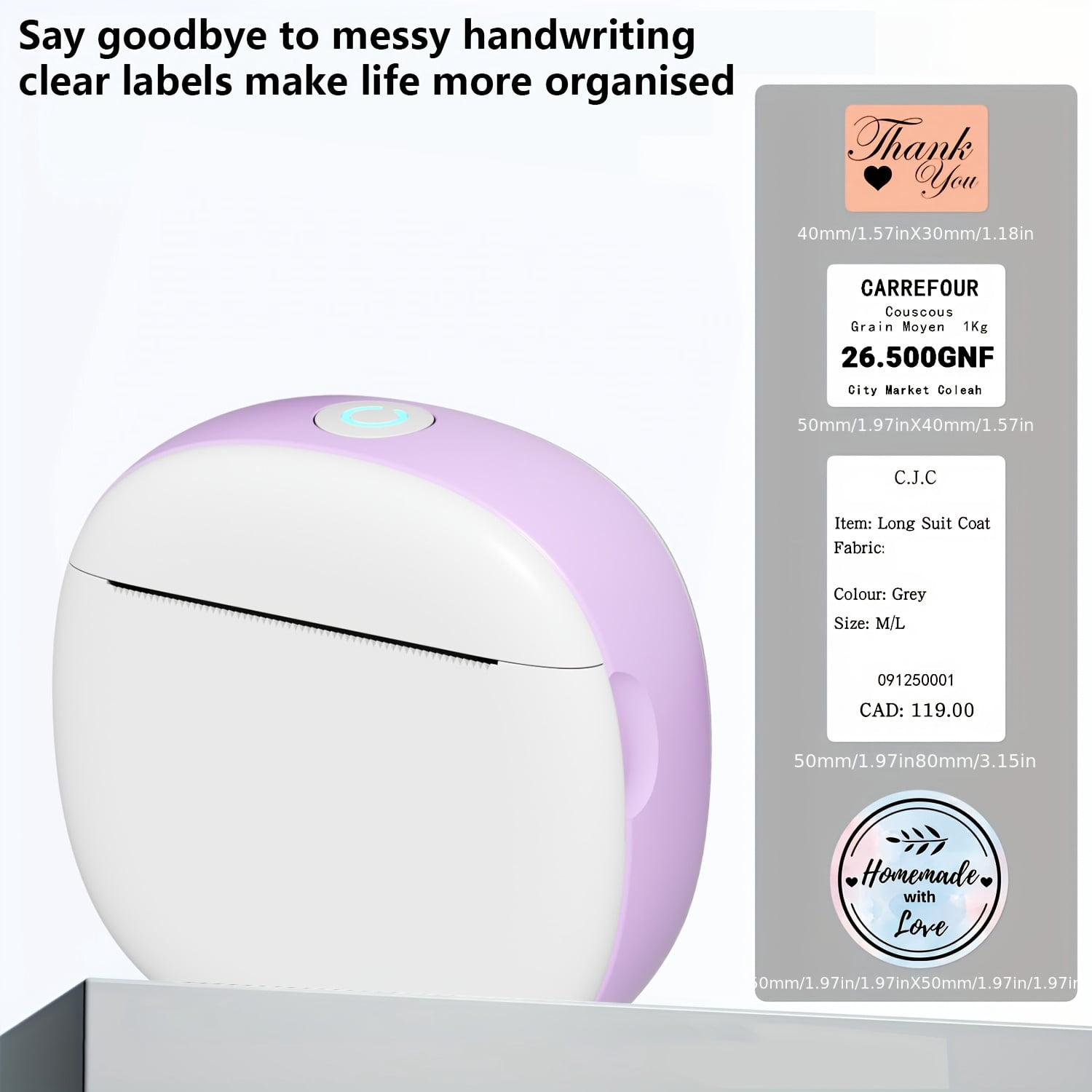 Portable Mini Thermal Printer | 200 DPI, Wireless Wireless Connectivity, Supports Photo & Label Printing, USB Charging, Ink-Free Operation-Ideal for Home & Travel Use, Includes USB Data Cable | COBEI