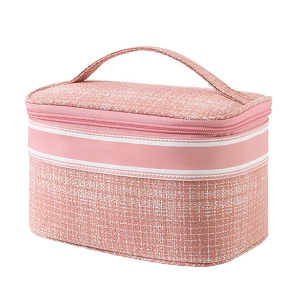 Yuarrent Bolsa de almacenamiento Bolsas simples Cremallera de gran capacidad Paquete ligero sólido simple Maquillaje cosmético para mujeres de Almacenamiento y organización del hogar Rosa