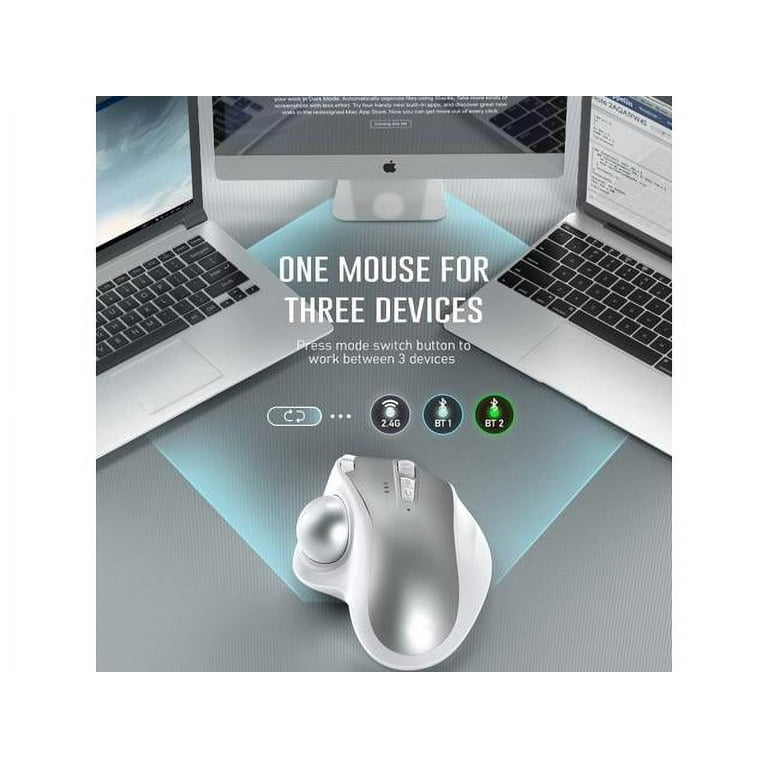 Wireless Trackball Mouse, 2.4G USB Bluetooth Ergonomic Mouse