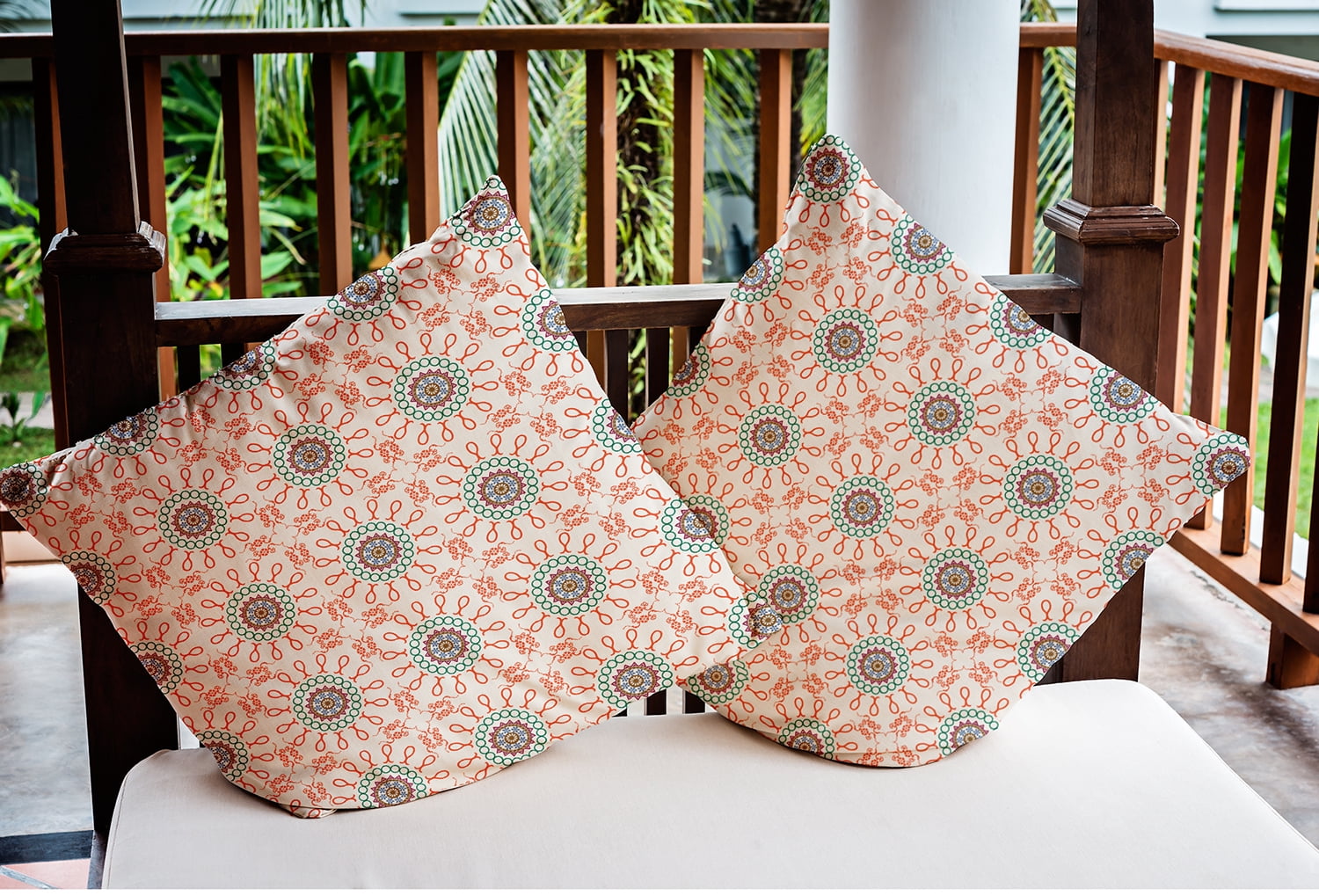 16"x16" Simply Daisy Sun Tile Poly Indoor/Outdoor Pillow, Orange Qty 1