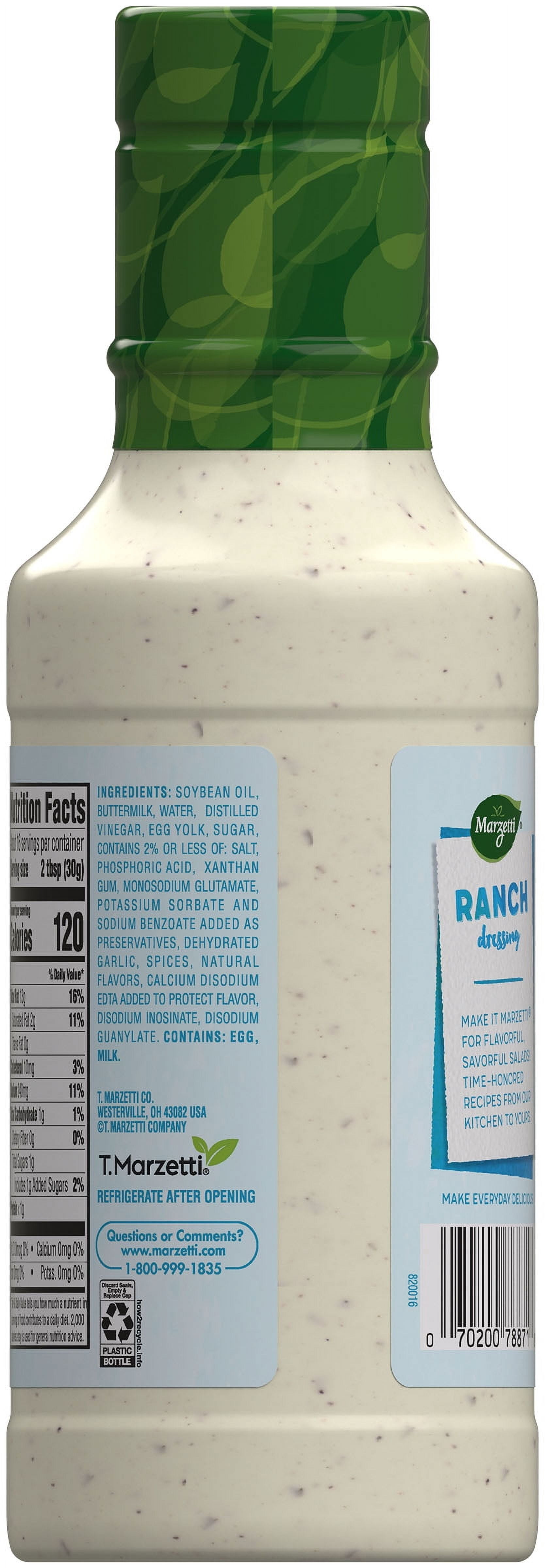 (4 pack) Marzetti Ranch Dressing, 16 fl. oz. Bottle