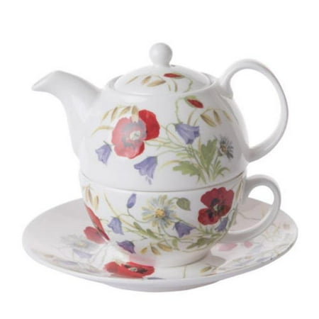 

90 mm English Meadow Tea for One Teapot with Tea Cup & Saucer Multi Color