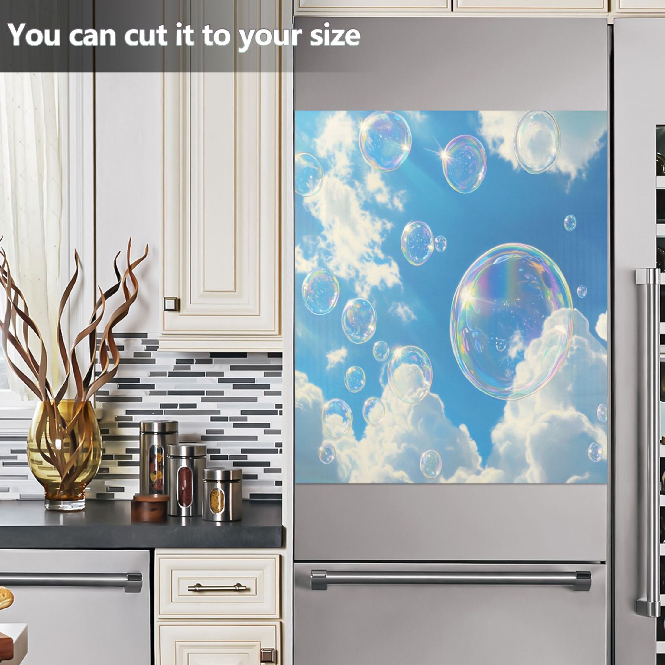 Dishwasher Magnetic Sticker 23x26 Inch Refrigerator Magnetic Sticker Washing Machine Magnetic Sticker Kitchen Panel Magnetic Sticker Home Decor Blue Sky Bubble