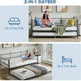 thumbnail image 3 of Memoryfield Metal Twin Daybed with Trundle, Sofa Bed Frame with Steel Slat Support, Multifunctional Daybed Frame for Bedroom, Black, 3 of 8