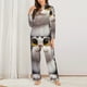 thumbnail image 2 of Balery Cute Cartoon Kitten Conjunto de Pijama con Estampado para Mujer, Conjunto de Dos Piezas con Manga Larga, Ropa de Dormir Suave con Bolsillos, Pijamas Cómodos-XX-Large, 2 of 7