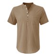 thumbnail image 4 of USNSM Men's Summer Casual Shirts Quick Dry Lightweight Cotton Short Sleeve T Shirt Classic Button Stand Collar Tee with Pocket Yellow XL, 4 of 8