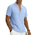 thumbnail image 4 of XAOFW Men's Summer Shirts Casual Short Sleeve Breathable Button Down Shirt Relaxed Fit Placket Shirts For Outdoor And Daily Wear Comfortable Tops S, 4 of 9