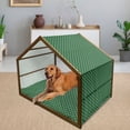 thumbnail image 2 of Plaid Pet House, Diagonal Tartan Vibrant Green Color Geometrical Design Stripes Checks, Outdoor & Indoor Portable Dog Kennel with Pillow and Cover, 5 Sizes, Green Black White, by Ambesonne, 2 of 4