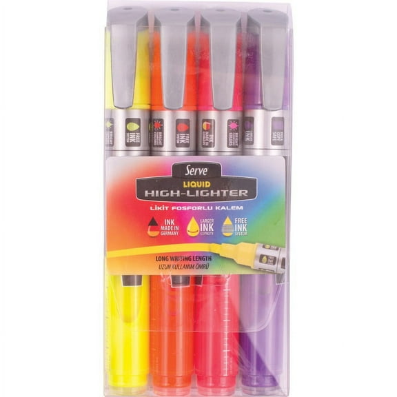 So-Mine Serve Jumbo Liquid Highlighter - Chisel Marker Point Style - Fluorescent Assorted Pigment-based, Liquid Ink - 1 Each | Bundle of 5 Each