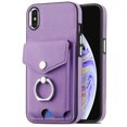 thumbnail image 5 of Compatible with iPhone XS Max Card Slot Back Case, 360 Degree Rotatable Ring Stand Plating Button PU Leather Support Magnetic Car Mount Phone Case Cover for iPhone XS Max, Purple, 5 of 13