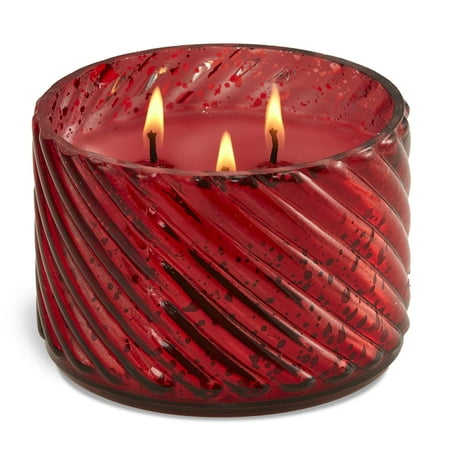 Three Wick Glass - Pack of 2 Red Twist Mercury Glass 3 Wick Candle 4.5