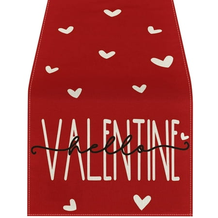 

Clearance Deals Valentine s Day Table Flag Heart Pattern Holiday Decoration Heat Insulation Linen Tablecloth