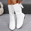 thumbnail image 6 of AUDeals Womens Wide Calf Boots Side Zipper Leather Square Toe Short Shaft Slouch Ankle Boots (White, 8.5), 6 of 8