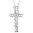 thumbnail image 2 of Diamond Princess 14kt White Gold Womens Round Diamond Paternoster Cross Pendant 1/8 Cttw, 2 of 2