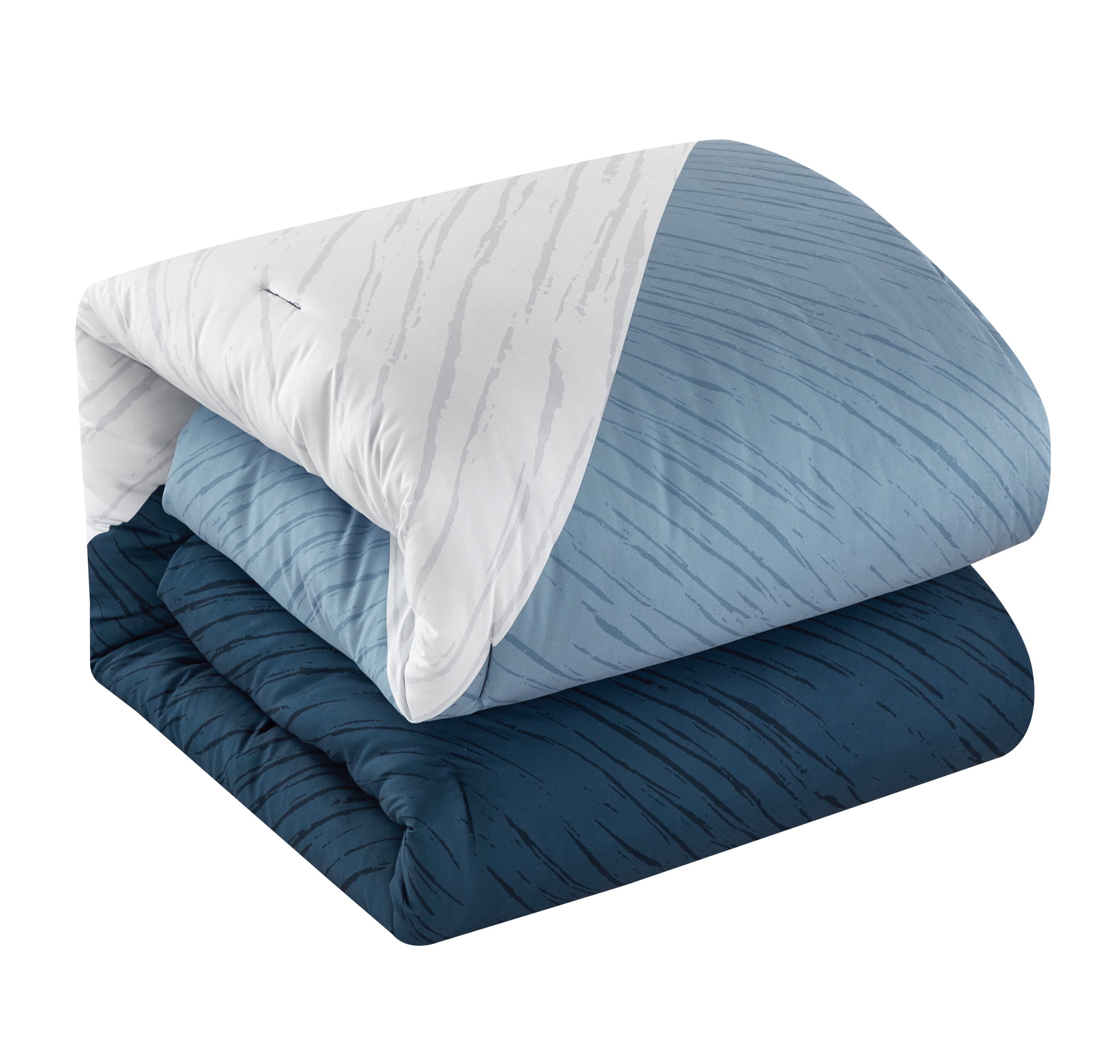 Chic Home Naomé 7-Piece Color Block Comforter Set, Twin, Navy