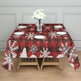 thumbnail image 3 of Red and Black Christmas Snowflake Pattern Square Tablecloth,Waterproof Square Table Cover,Wipeable Spillproof Washable Table Cover for Home Kitchen Party Decor 42"X42"(107x107cm), 3 of 6
