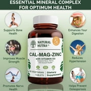 Natural Nutra Calcium Magnesium Zinc Supplement with Vitamin D3 for Bone Strength - 100 Count