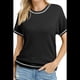 thumbnail image 5 of Tops de Mujer, Camisetas Casuales de Corta A , Suéter de Punto con Cuello Redondo. Negro M, 5 of 10