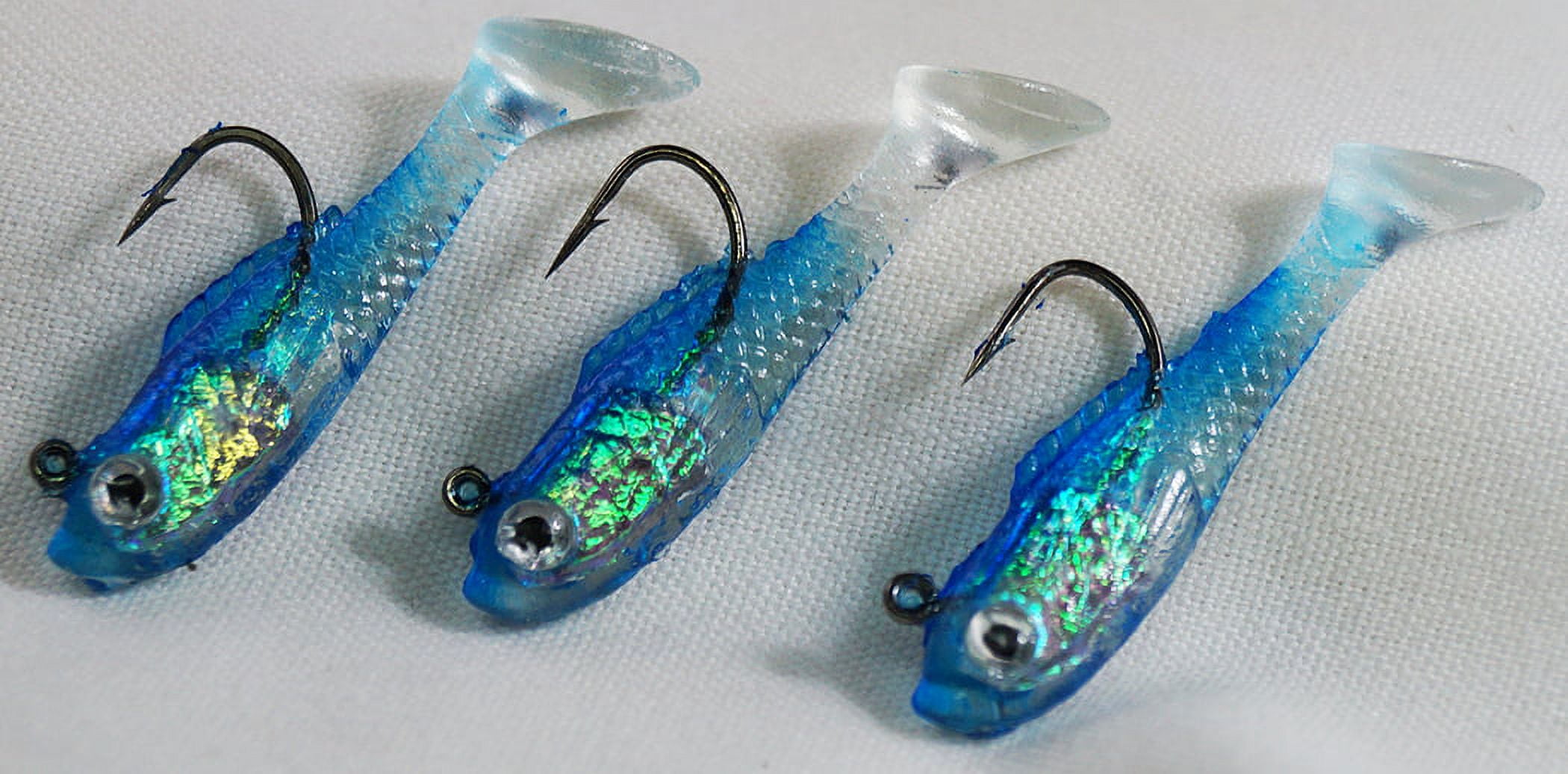 (2 pack) Creme Lure 1.5" Blue Back Paddle Tail Shad Fishing Lures for Bass, 3-Count