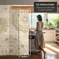 thumbnail image 5 of Oriental Furniture 6 Ft tall Double Sided Mandala on Oak Canvas Room Divider, 3 panel, 5 of 7