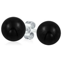 Bling Jewelry Womens 6MM Black Onyx Gemstone Drop Ball Earrings Sterling Silver