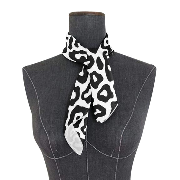 Square Scarf 24x24 Inch Graphic Black White Leopard Print Silky Satin Sun Protection Neck Scarf for Women Multi-Purpose Head Wrap Bandana for Hair Bag Decoration