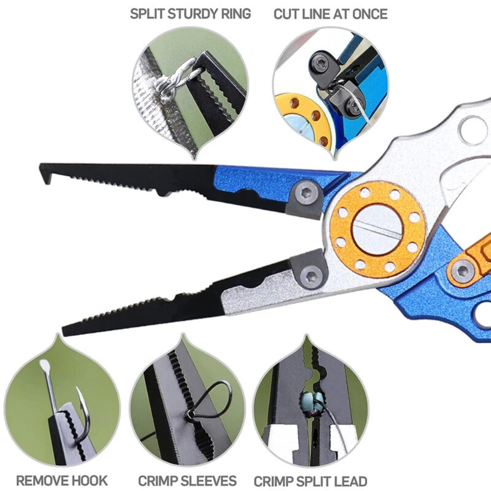 GUYUTING Super Braided Line Cutters Fishing Pliers Aluminum Stainless Steel Blue Silver 5.83in Split Ring Hook Opener for Fishing Gear