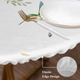 thumbnail image 3 of Green Eucalyptus Leaves Round Tablecloth, Fitted Table Cover with Elastic for 55"-60" Round Tables, Birds Flowers Spring Watercolor Floral Table Cloth Outdoor Dinning Party Waterproof Tablecloths, 3 of 7