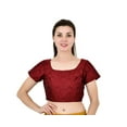 thumbnail image 1 of Sonakshi Fashion Dark Maroon Women's Jacquard Readymade Partywear Indian Ethnic Saree Blouse Choli Top Short Sleeve, 1 of 5
