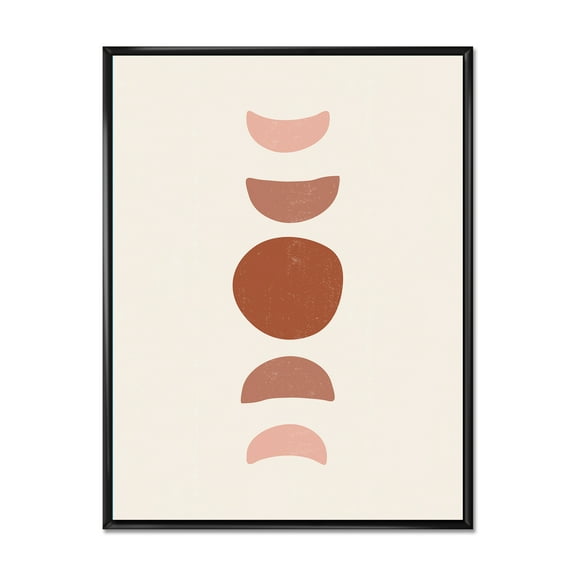 Designart 'Minimal Moon Phases On White' Modern Framed Canvas Wall Art Print