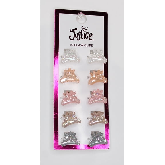 Justice Girls Multi Flower Mini Claw Clips, 10-Piece Set