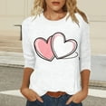 thumbnail image 5 of Dgankt Valentine's Day Shirts for Women Print Loose-Fit Crew Neck 3/4 Sleeve T-Shirt Pullover Womens Tops,Sizes S-3XL, 5 of 6