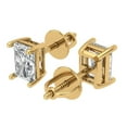 thumbnail image 2 of Clara Pucci 1Ct Synthetic Moissanite Emerald Cut VVS1 Screw Back Stud 14k Solid hypoallergenic Gold Designer Earrings For April, 2 of 7