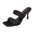 thumbnail image 7 of Kitten Heels for Women Braided Band Stiletto Sandals Square Open Toe Slip on Mules Solid Color Summer Casual Slides Black Size 7.5, 7 of 7