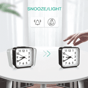 alarm clocks for bedroom LED Desk Clock Nightlight Snooze Quiet Non Ticking battery powered clock