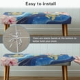 thumbnail image 6 of XYZCANDO Golden Turtle Floral Marble Bench Seat Cover, Easy Clean Long Chair Cover High Elastic Polyester Spandex Long Bench Seat Slipcover for Living Room, 6 of 9