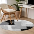 thumbnail image 4 of Black Grey Round Area Rug 4Ft Washable Circle Rugs for Bedroom Dining Room, Abstract Geometric Color Block Oil Painting Non-Slip Carpet Floor Mats Indoor Outdoor Carpet Runner Aesthetic Home Decor, 4 of 8