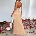 thumbnail image 5 of Laqbezok Women's Sexy One Shoulder Satin Maxi Dress, Sleeveless Backless Ruched Bodycon Gown, Elegant High Split Party Outfit for Cocktail Wedding Guest, 5 of 5
