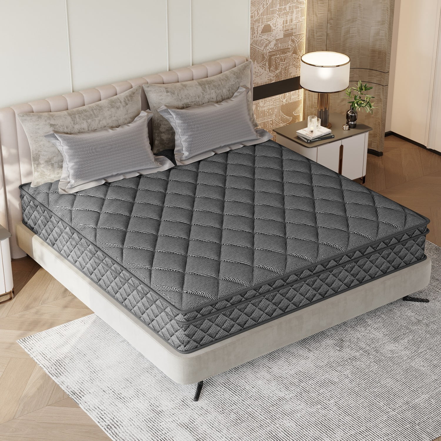 Grymtex 12 inch Full Size Motion Isolation Hybrid Mattress Gel Memory Foam Pocket Springs Certipur-US Mattress in a Box