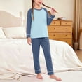 thumbnail image 2 of Loopsun Kids Boys Girls Winter Warm Outfit Solid Long Sleeve Crew Neck Top and Elastic Waist Pants Soft Wear Sets 7-8 Years, 2 of 5